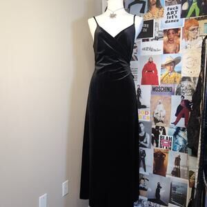 Who What Wear Black Velvet Maxi Slip Dress